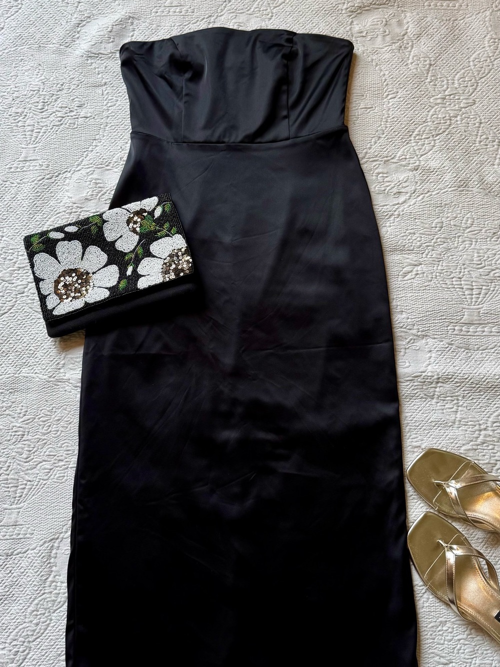 Abercrombie & Fitch Black Strapless Midi Dress